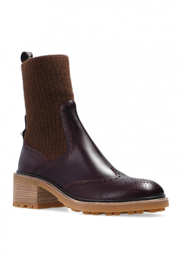 chloé franne lug sole leather sock boots